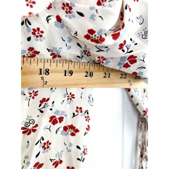 Veronica Beard Howell Floral-print Silk Ruffle‎ Top In White Blouse 4 $395 - Picture 12 of 14